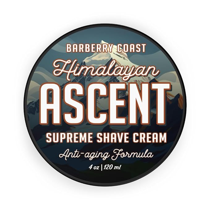 Himalayan Ascent Supreme Shaving Cream for Men, Age-Defense & Anti-Aging Formula - Scent: Blue Pine, Indian Cedar, Amber, Sandalwood, Mandarin - Made with All Natural Ingredients