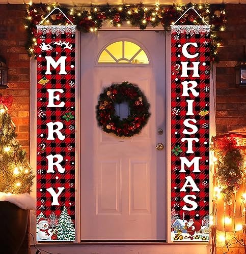 Christmas Decorations Merry Christmas Banner Xmas Porch Door Sign 72"X12"
