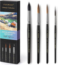 Watercolor Brushes Professional, Fuumuui 2pcs Kolinsky Sable Brushes, 1pc Pure Squirrel Mop Wash Round Brush & 1pcs Extended Needle Point Brush Perfect for Watercolor Acrylic Gouache Inks
