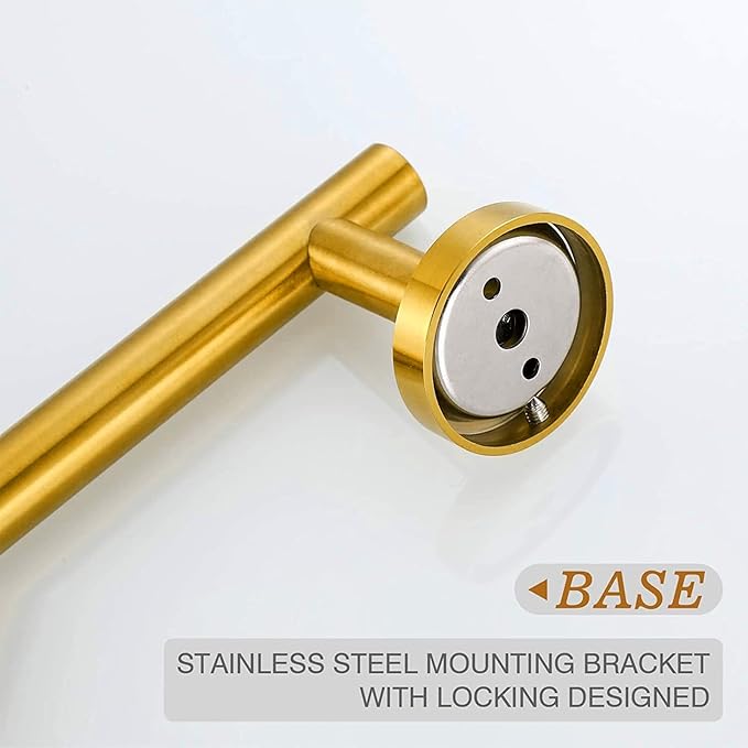 USHOWER Brushed Gold Bathroom Accessories Set, 24-Inch Towel Bar Set Wall Mounted, Durable SUS304 Stainless Steel Bathroom Hardware Set, 4-Piece
