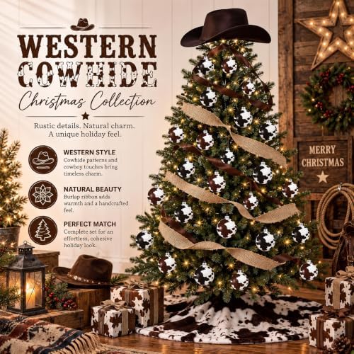 Sosation 29 Pcs Western Cowboy Christmas Tree Decor Complete Set