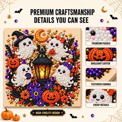 Diamond and Pearl Art Kits for Adults, Halloween Decorations, Framed Decor