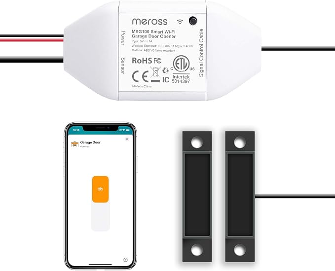 Smart Garage Door Opener Remote, Apple Homekit Support | Work with Alexa, Siri, Google Assistant, SmartThings, Multiple Notification Modes, No Hub Needed,White