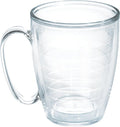 Tervis Clear & Colorful Tabletop Made in USA Double Walled Insulated Tumbler Travel Cup Keeps Drinks Cold & Hot, 16oz Mug, Clear