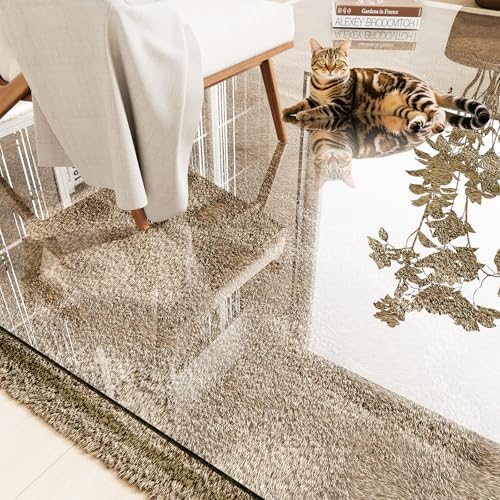 Tempered Glass Chair Mat for Carpet 55"x46", Floor Protector