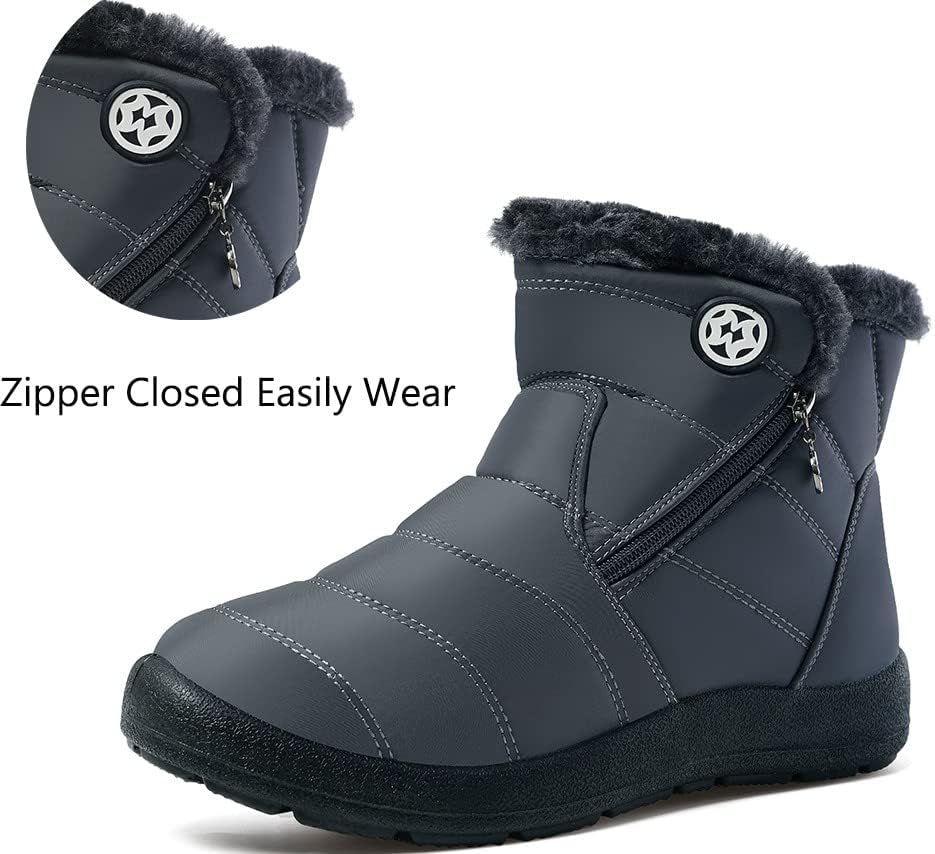 Eagsouni Snow Boots for Women Winter Waterproof Warm Zip Ankle Boots