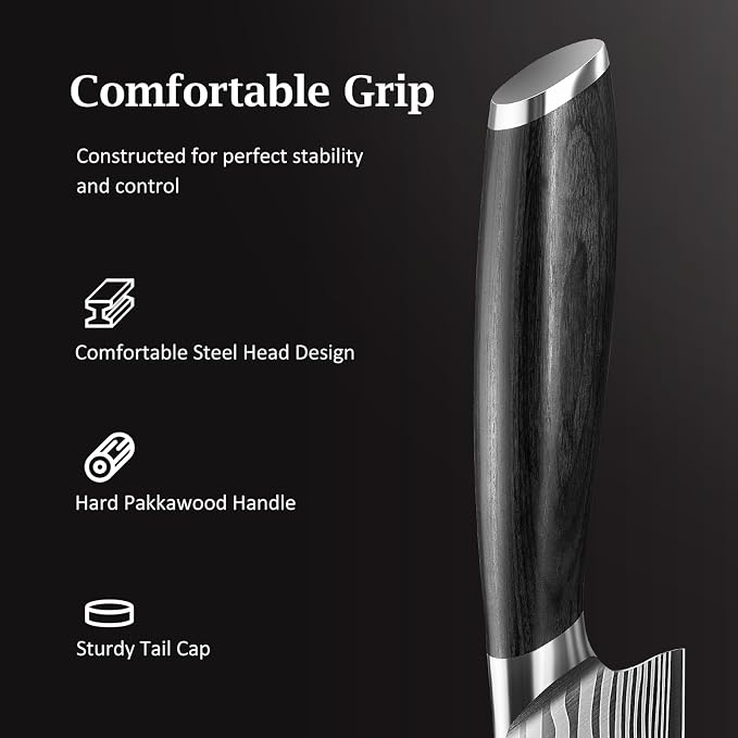 HOSHANHO 3 Pcs Knife Set, Professional Kitchen Knife Set, Pakkawood Handle | Ultra Sharp Chef Knives Set for Kitchen High Carbon Powder Steel, Japanese Cooking Knife Set with Elegant Gift Box