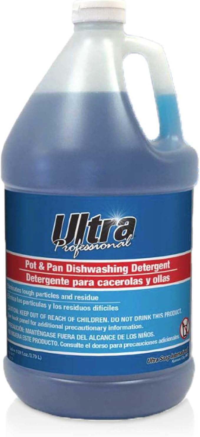 Ultra Professional ™ 4 Pack 1 Gallon Pots & Pan Dishwashing Detergent Dish Cleaning Liquid, Platinum, Blue- Powerful Grease Remover