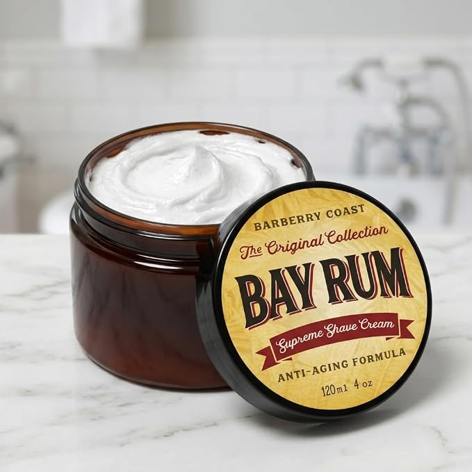 Bay Rum Shaving Cream for Men - Made with Shea Butter, White Tea & All Natural Ingredients - Full of Organic Soothers, Moisturizers & Anti-Oxidants