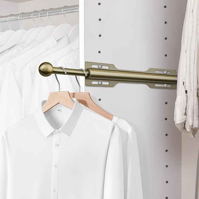 12" Valet Rod for Closet Pull Out (2 Pack, Antique Brass)