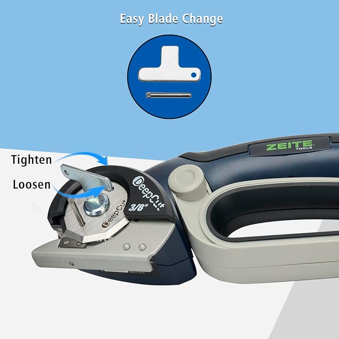 ZEITE Deepcut 3/8" Electric Cardboard Cutter,Cordless Scissors with LED Light,Storage Box,Rechargeable Powerful Rotary Box Cutter with 2 Blades for Thick Cardboard, Fabric, Carpet, Leather