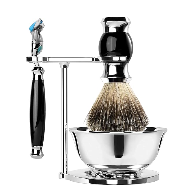 GRUTTI Luxury Shaving Razor & Brush Stand with Soap Bowl, Compatible with Manual & Gillette Razors - Organized Storage