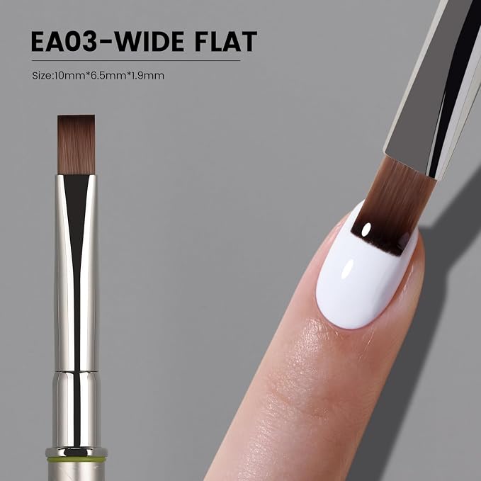 YOKEFELLOW EliteAlly Large Flat Nail Art Brushes, Wide Head Nail Brush for Easy Powder, Gel Nail Polish, Extension Gel Smooth Application Professional Nail Tool(EA03 WIDE FLAT)