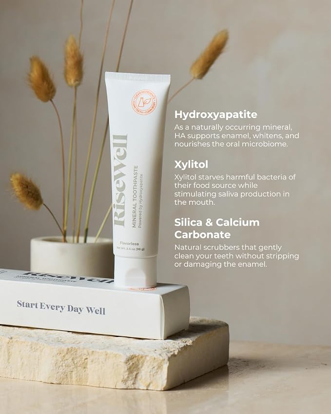 Mineral Unflavored Toothpaste for Adults w/Hydroxyapatite & Xylitol, 3.4Oz | Flavorless Toothpaste for Adults, Made in the USA Natural Teeth Whitening, SLS Free Toothpastes, Made by Dentists Oral Care
