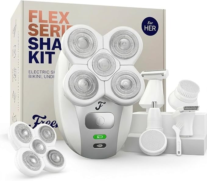 Freebird FlexSeries Electric Razor for Women - Silk Smooth Legs, Body Hair, & Pubic Shaver - for Private Area, Sensitive Skin, Bikini Trimmer (Shaver Kit + Replacement Blade)