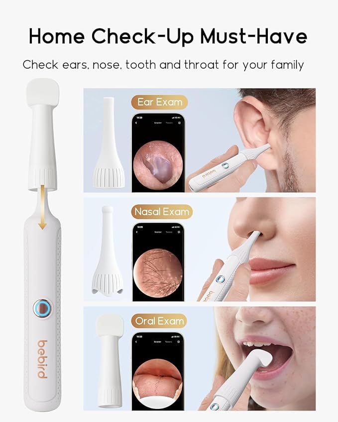 Bebird Earsight Plus R37R Ear Wax Removal Tool Camera, FSA HSA Eligible Items, Smart Ear Cleaner with Painless Visual Tweezers, Flexible Ear Camera Otoscope, Home ENT Cleaning Kit for Family,White