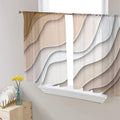 Geometric Sheer Curtain 54 Inch Rod Pocket Ombre Cream Beige Living Room Bedroom Kitchen Cafe Window Curtains & Drapes,Modern Abstract Ocean Beach Seawaves Chiffon Tulle Curtains,Brown White 104"x54"