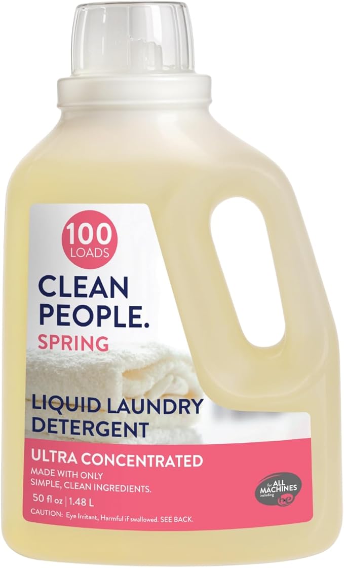 The Clean People Liquid Laundry Detergent - Recyclable Packaging, Stain Fighting - Ultra Concentrated, Laundry Soap - Spring Scent, 50 fl oz