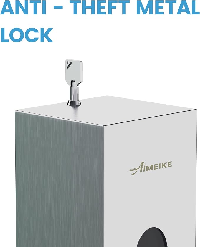 Commercial Automatic Wall-Mount Soap Dispenser, Stainless Steel | Touchless 800 mL dispenser with stainless steel exterior, oval window and keyed lock; requires 6 AA batteries, not included.