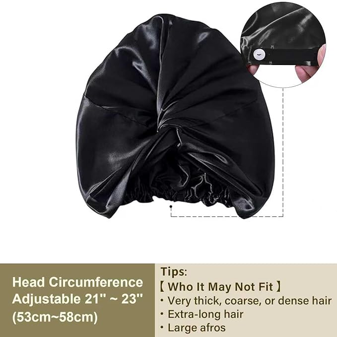 ZIMASILK 22 Momme 100% Mulberry Silk Bonnet for Sleeping & Women Hair Care, Highest Grade 6A Silk Hair wrap for Sleeping with Premium Elastic Stay On Head (1Pc, Black)