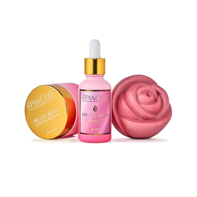 Epanouie Skin | Pretty Kitty Intimate Care | Botanical Feminine Hygiene System | Comprehensive Care for 24/7 Freshness + Comfort | Relieves Odor, Itching & Dryness | For Soft, Radiant Skin | Trio Set
