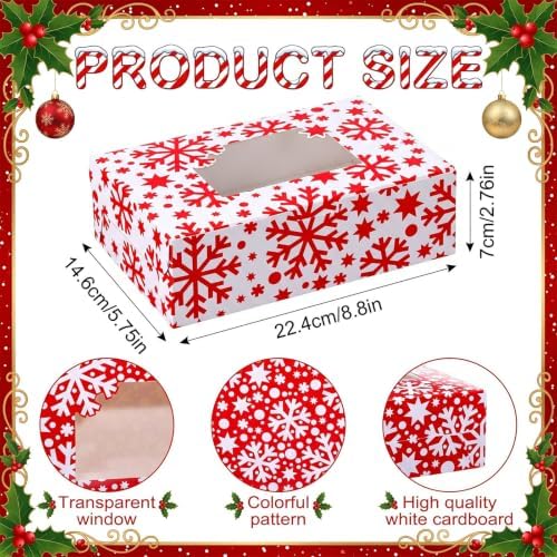 Tenceur 60 Pcs Christmas Cookie Box Window,8.7 x 5.8 x 2.8'',Snowy
