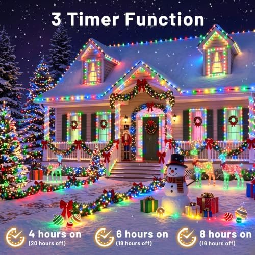 Ollny Christmas Lights Outdoor, 500 LED 164FT Multicolor Fairy Lights