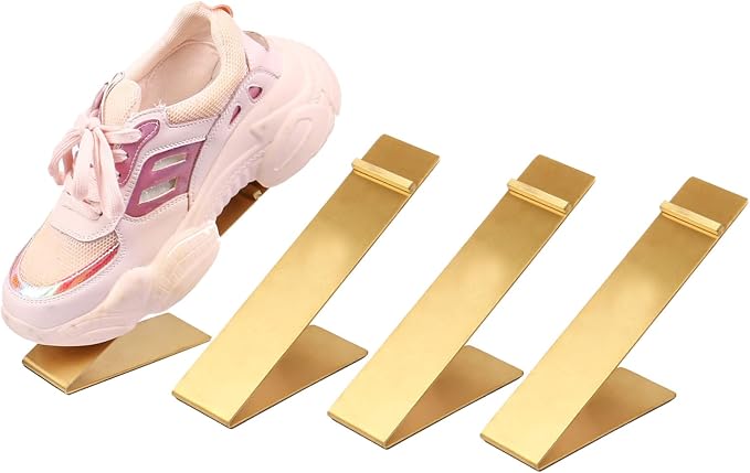 4-Pack Gold Stainless Steel Shoe Display Stand | Freestanding High Heels Display Stands,Suitable for retail stores and personal displays shoe display racks for men and women