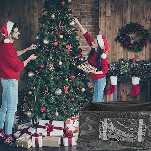 ProPik Rolling Christmas Tree Storage Bag, Fits Up to 9 Foot Tall Disassembled Trees, 25" X 25" X 60", Extra Large Heavy Duty Xmas Container with Wheels, Handles and Straps (Black)