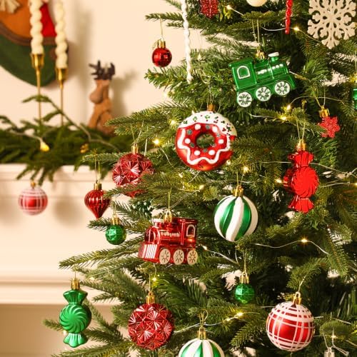 82pcs Christmas Balls Ornaments Set, Shatterproof Plastic Decor