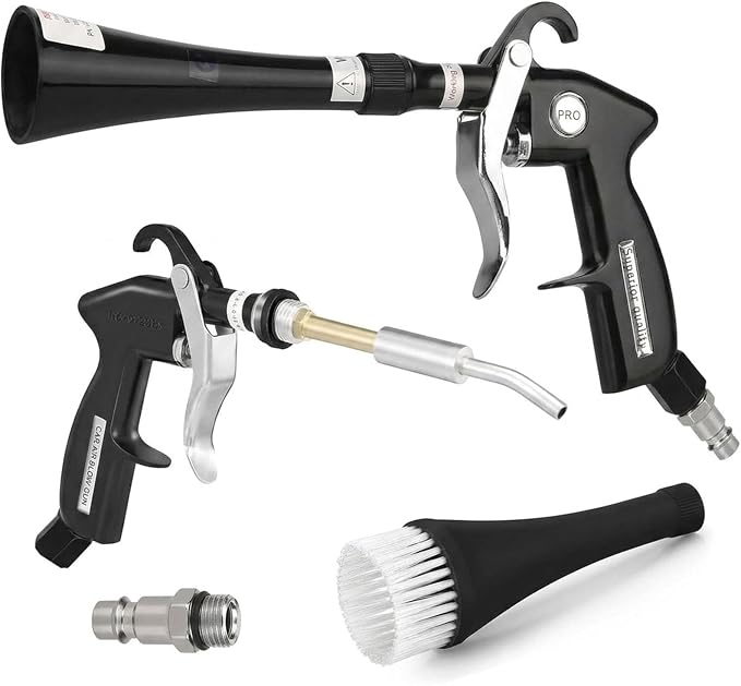 Tornado Car Cleaning Gun with 2 Set Nozzle, Air Blower Gun for Car Detailing with Brush, High Pressure Dry Cleaning Gun Quickly Blasts Dust & Dirt Works with Air Compressor