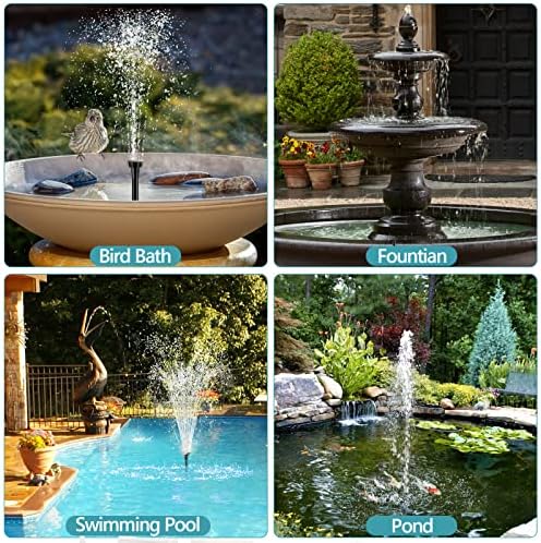 POPOSOAP Solar Fountain Pump 12W, Solar Water Fountain Pump with 160GPH Submersible Pump Adjustable Flow for Outdoor Fountain, Pond, Fish Tank, Garden, Pool, Water Features