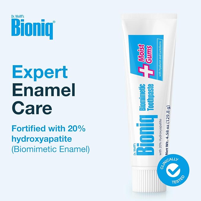 Bioniq Plus Moist Gums 20% Hydroxyapatite Toothpaste 4.63 Oz | bioHAP and Fluoride Free Toothpaste for Daily Use, Clinically Tested, Expert for Enamel and Gum Care, 4.63 Oz 1 Pack