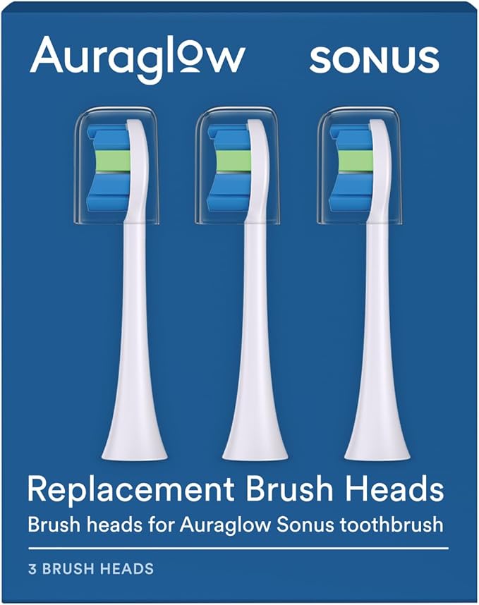 AURAGLOW Sonus Electric Toothbrush & 3-Pack Replacement Brush Heads