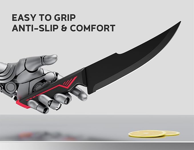 ASETY Knife Set with Block, 15 PCS Kitchen knife Set, Dishwasher Safe, Red | Razor Sharp Knives, Wood Knife Block with Built-In Sharpener, Stainless Steel, Ergonomic Handle, Elegant Box for Men Women