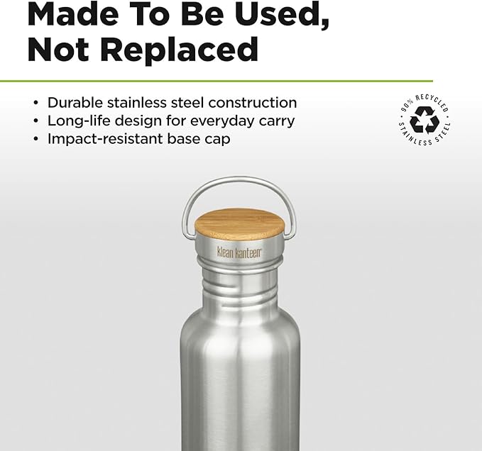 Reflect 27oz (w/ Bamboo Cap) Brushed Stainless