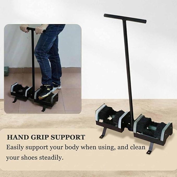Boots Mud Cleaner Tool, Golf Shoe Cleaning Brush Stand with Handle, Heavy-Duty Bristles, Effective Mud Remover, Metal Frame, Nylon Brush, for Course & Home Use