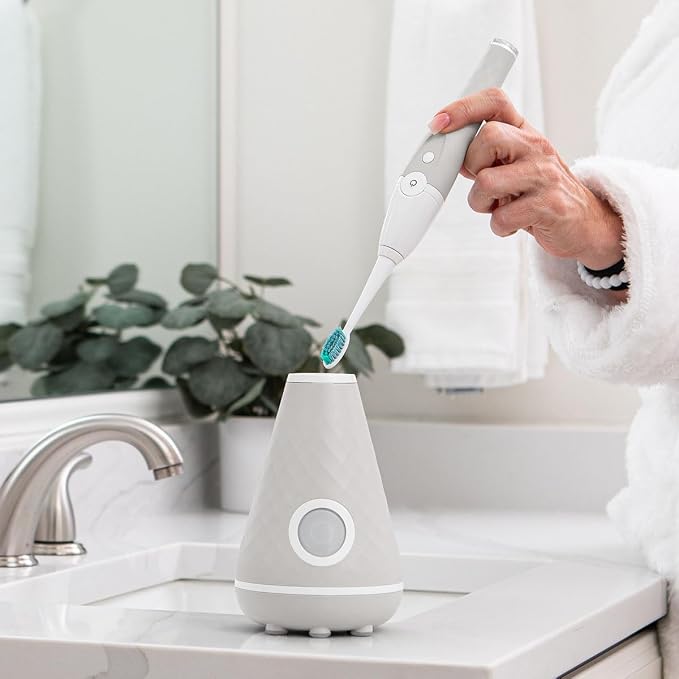 Tao Clean UV Sanitizing Sonic Toothbrush and Cleaning Station, Electric Toothbrush, Dual Speed Setting, London Fog