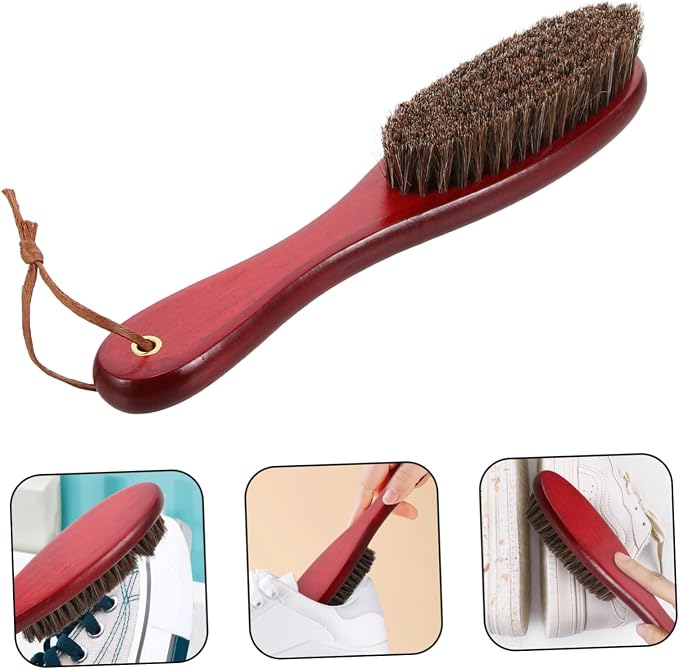 NOLITOY 3pcs Handle Horsehair Shoe Brush Cleaning Tool for Boot Care Efficient Polishing for Footwear