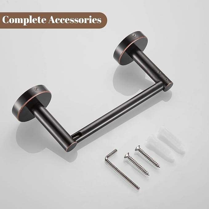 Bronze Toilet Paper Holder Towel Ring,Oil Rubbed Bathroom Hardware Set,Hand Towel Holder Wall Mount Tissue Roll Holder with Double Post Bath Accessories SUS304 Stainless Steel 2pc