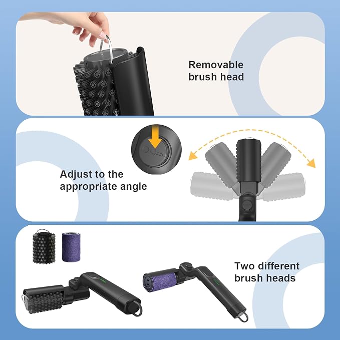 Electric Grill Brush for Outdoor, Rechargeable Grill Cleaning Brush with Replaceable Brush Heads, 3-Speed Settings, and Adjustable Angle, Designed specifically for Outdoor Charcoal and Gas Grills