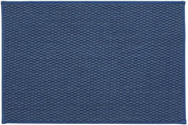 TYUU Bathroom Rugs Non Slip Washable, Super Absorbent Thin Bath Mat Small Quick Dry Low Pile Bathroom Rug, Navy Blue 20"x30"