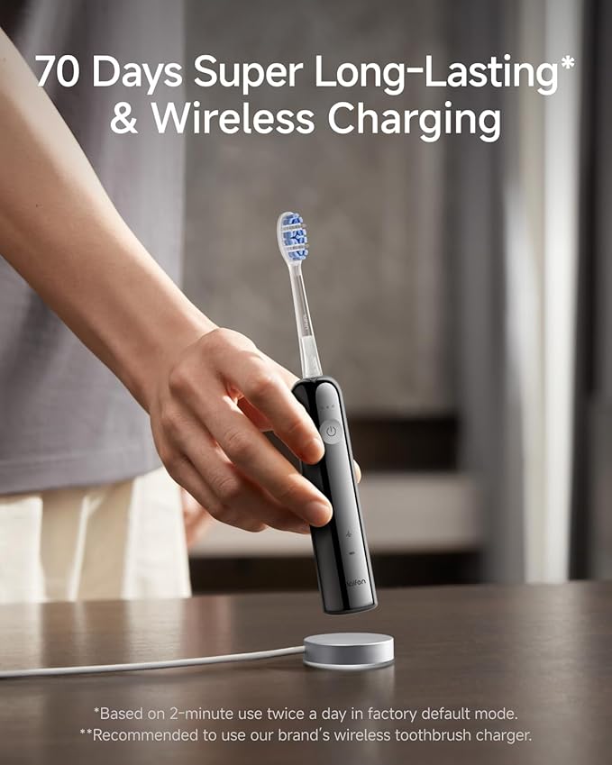 Laifen Wave Pro Sonic Electric Toothbrush for Adults – 2026 Model, 60° Oscillations for Ultra-Clean, Smart App, 70-Day Battery, 2 Brush Heads (Stainless Steel)