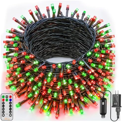 Ollny 200LED 66FT Red and Green Christmas String Lights Plug in with Remote