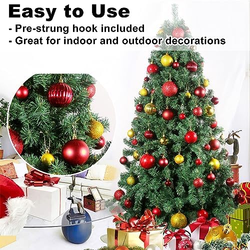 Red & Gold 3.2" Large Christmas Balls - Christmas Tree Decoration Ornaments Shatterproof Hanging Balls for Birthday Halloween Holiday Wedding Decorations Set of 10pcs