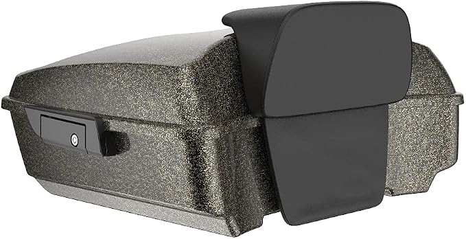Advanblack Road Glide Tour Trunk Pack Hard Candy Black Gold Flake Chopped Tour Trunk Pack Backrest Pad for '97-'25 Harley Touring Road King Street Glide Electra Glide CVO models