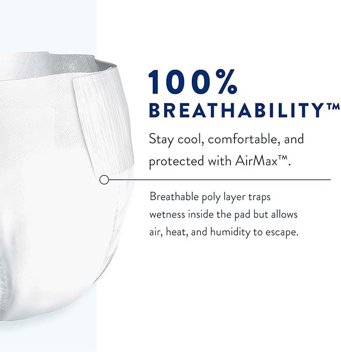 Prevail AIR Overnight Incontinence Briefs - Unisex Adult Incontinence Briefs with Tabs - Disposable Adult Diaper for Men& Women - Overnight Absorbency - Size 3, 60 Count (4 Packs of 15)