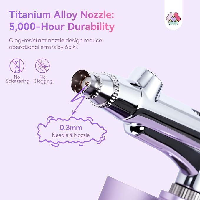 SAVILAND Pro Airbrush for Nails: 2026 Optimized 25 PSI for Flawless Nails Engineered for Flow-Locked Atomization & Steady Output 0.3mm DLC-Coated Nozzle, Dual-Charge Cordless for Uninterrupted Salon
