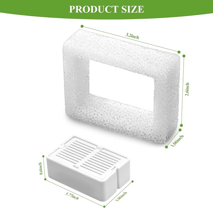 Cepheus 16 Pack Cat Water Fountain Filter with 4 Foam, Cupcake Pet Fountain Replacement Filters for Ceramic Cat Water Fountain, Carbon Fountain Filter Set