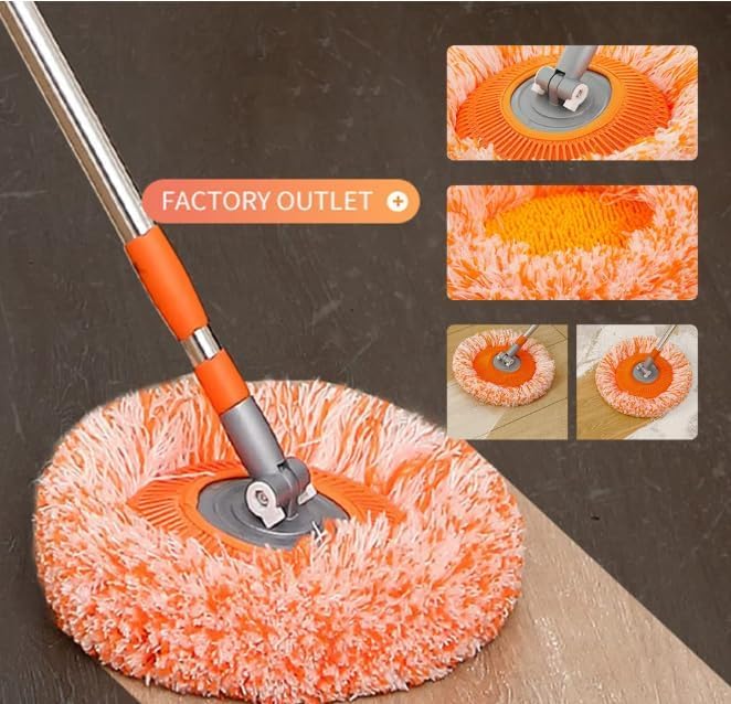 Orange 360° Rotatable Adjustable Cleaning Mop, Extendable Wall Cleaning Mop with Long Handle, Multifunctional Dust Mops Household Rotating Mops for Wall Ceiling Window Floor